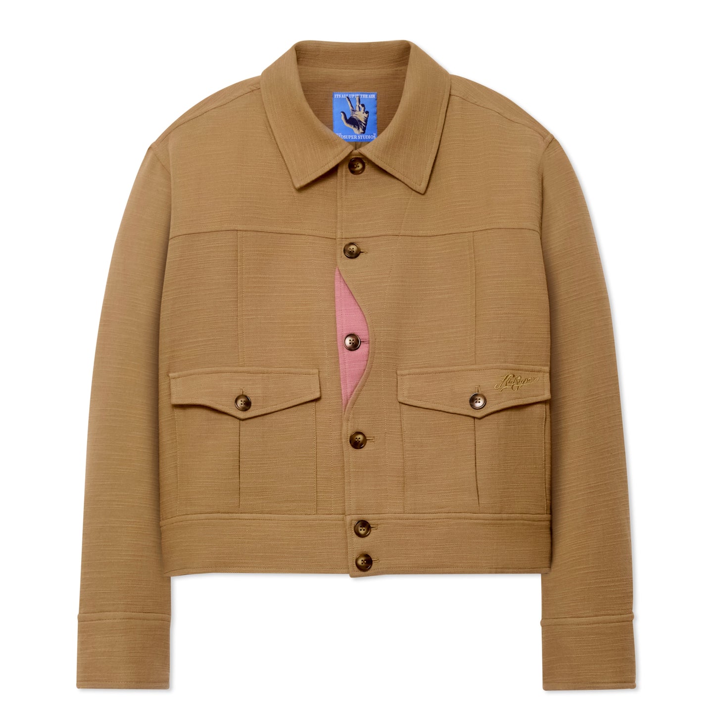 Pocket Detail Cropped Linen Coat [Light Brown]