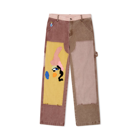Patchwork Face Double Knee Pant [Brown/Multi]