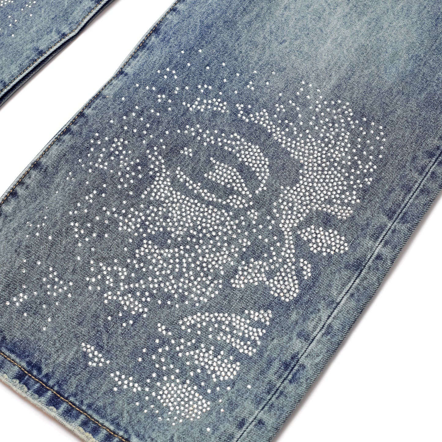 Rhinestone Face Jeans [Blue]