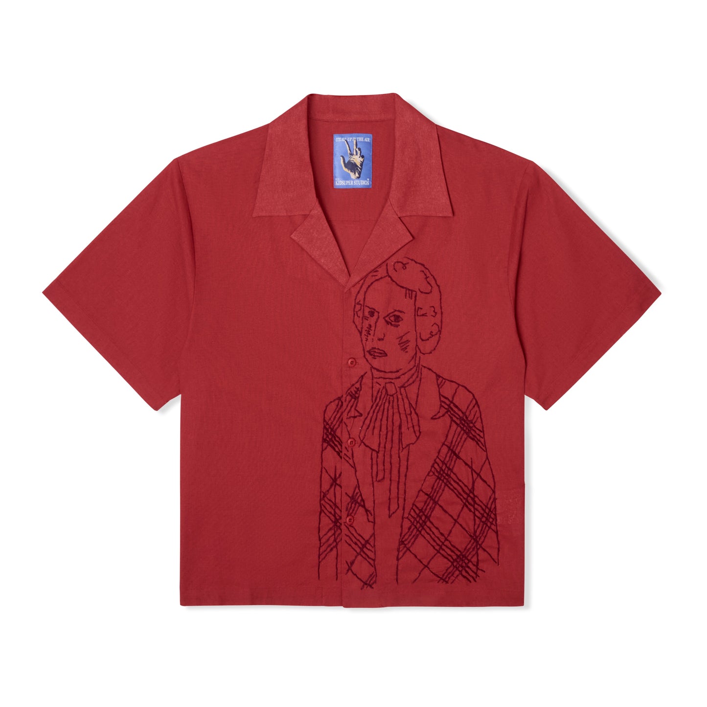 Hand Stitched Woman Shirt [Deep Red]