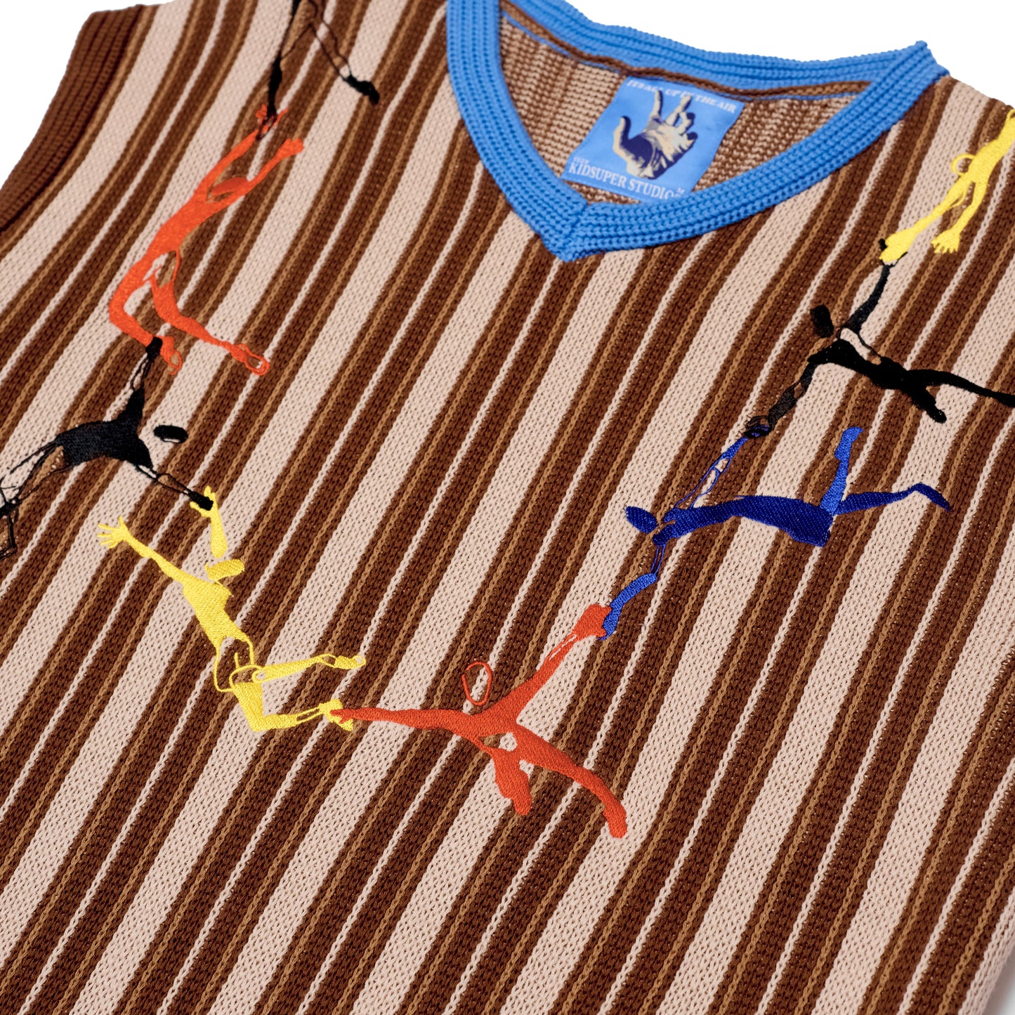 Embroidered Figures Knit Vest [Brown]