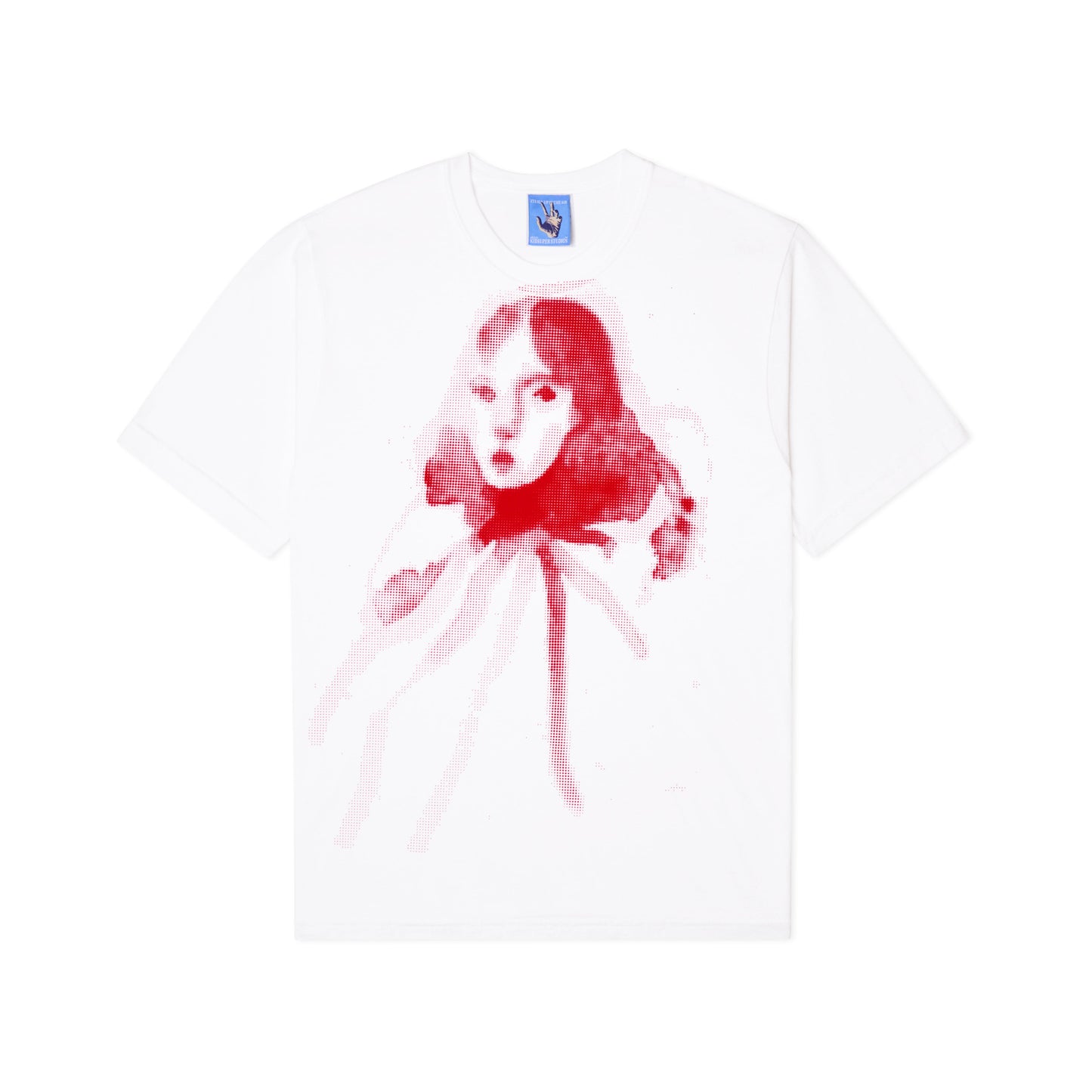 Halftone Girl face tee [White]