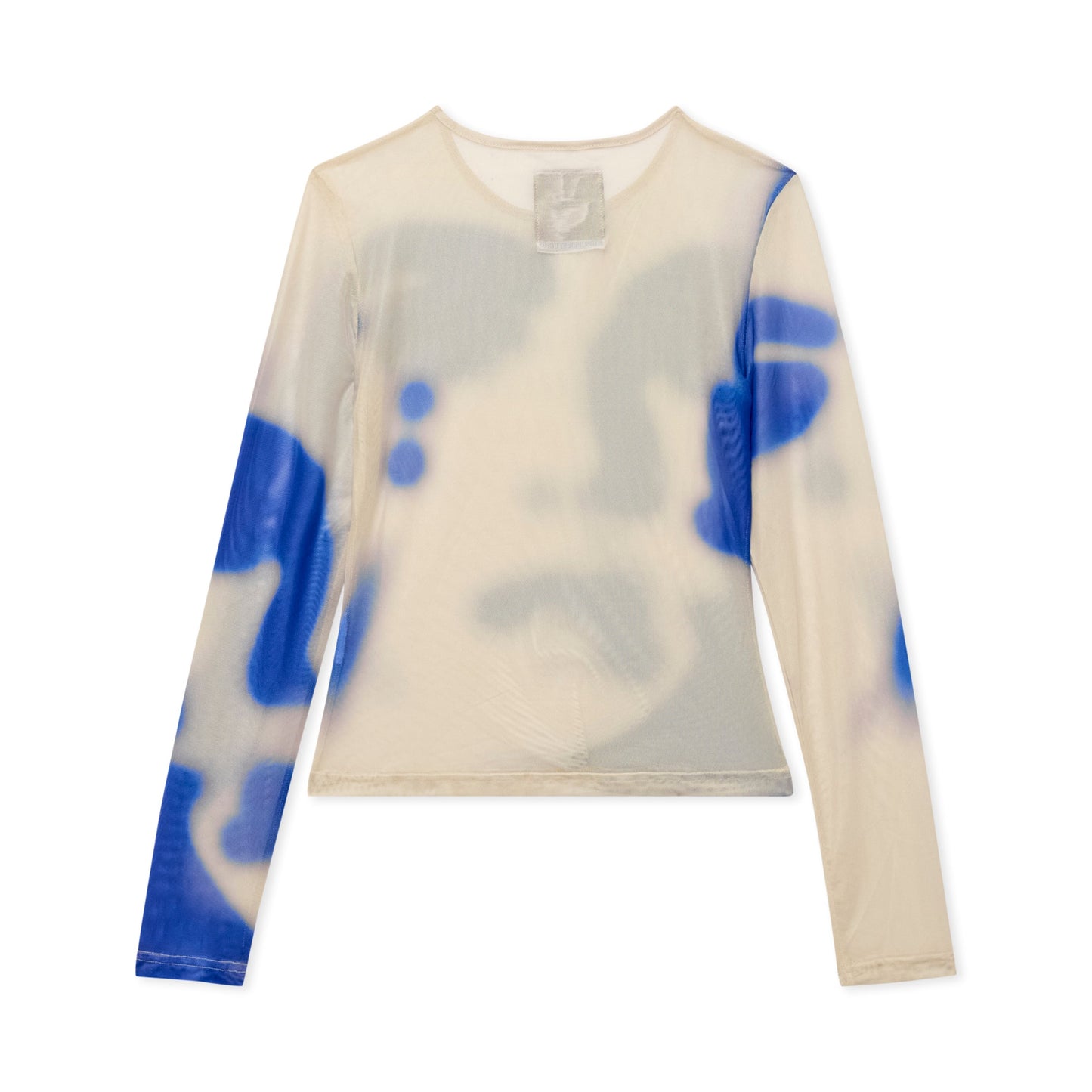 Blurry Face Mesh Womens Top [Cream]