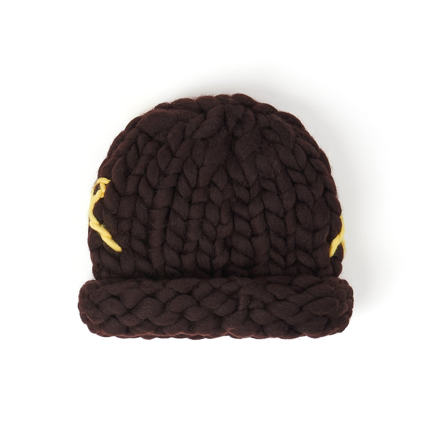Hand Knit Chunky Knit Beanie [Brown]