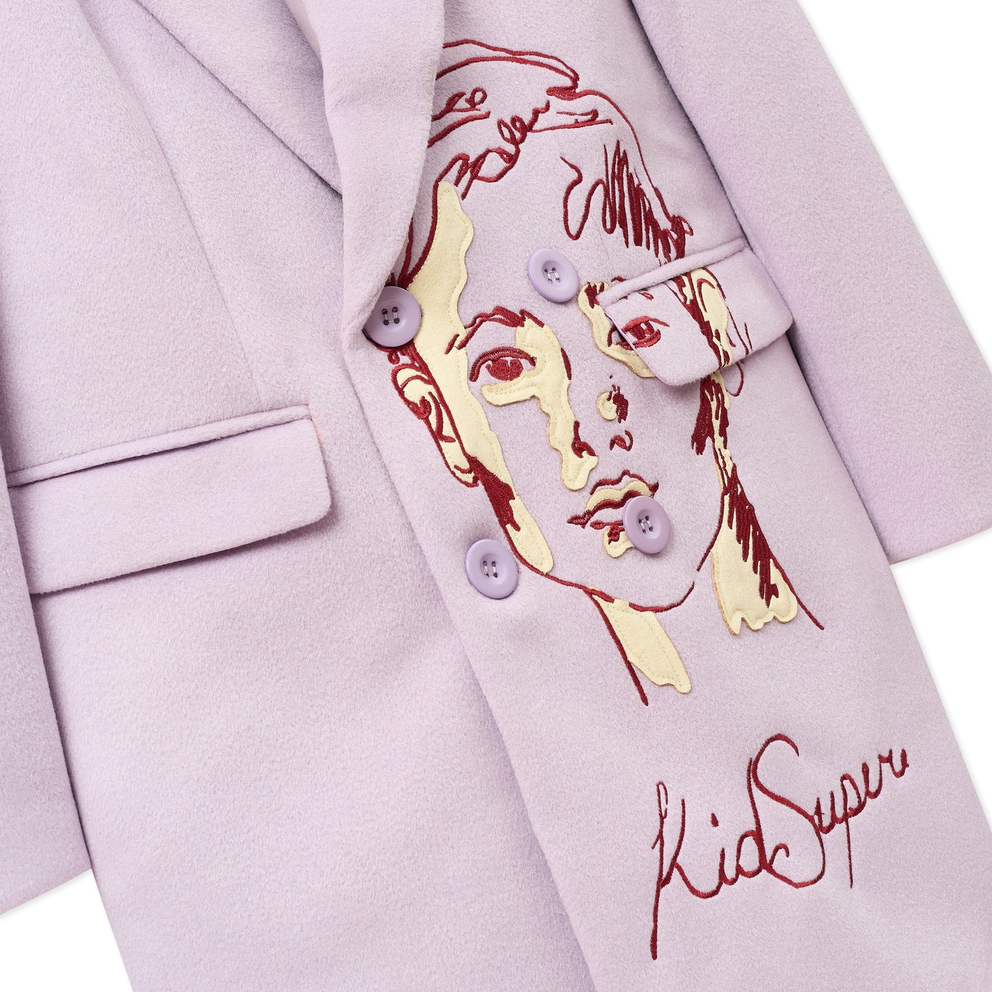 Embroidered Wool Longcoat [Lavender]