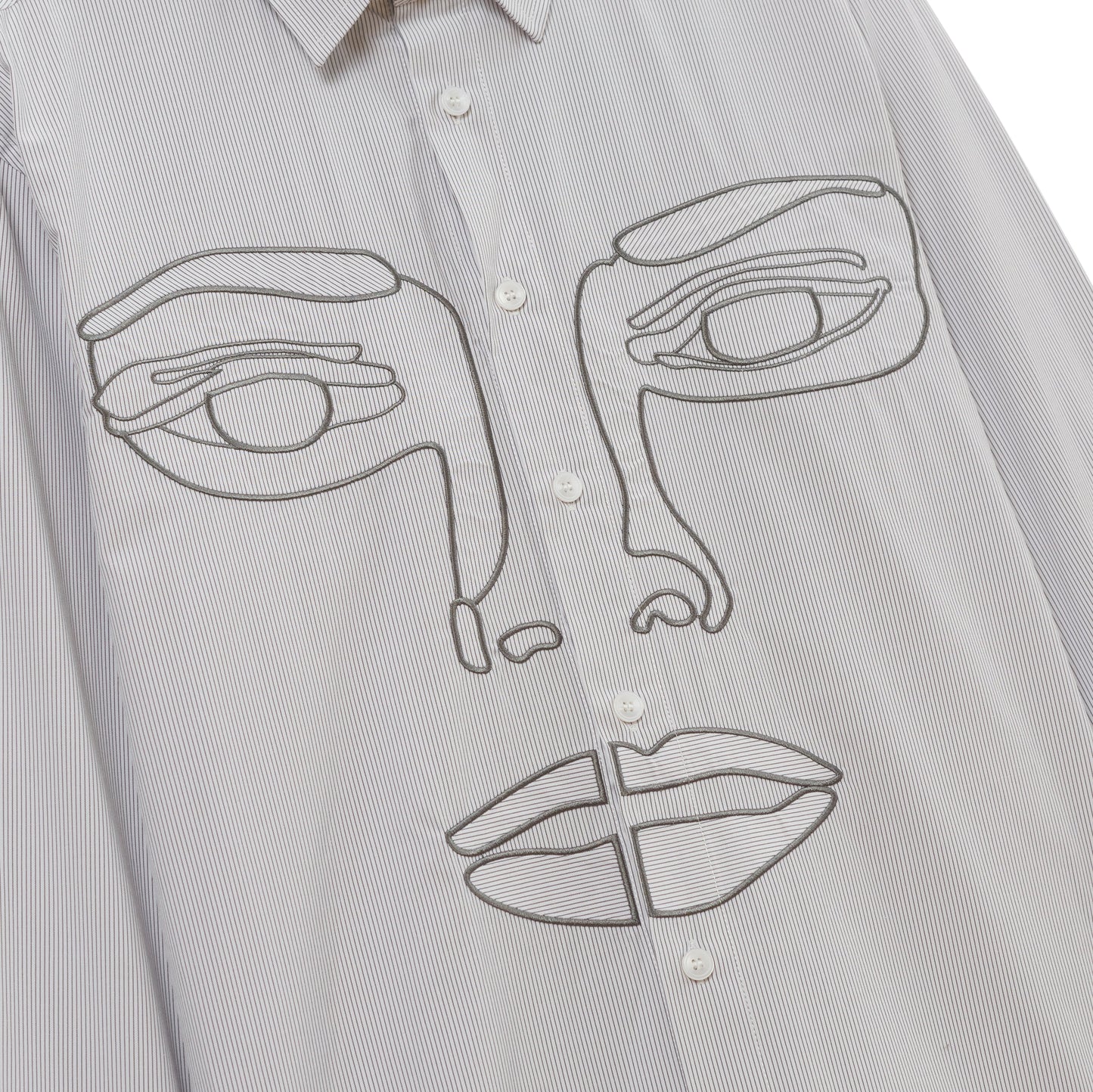 Face Stripe Button Up [Blue Stripe]