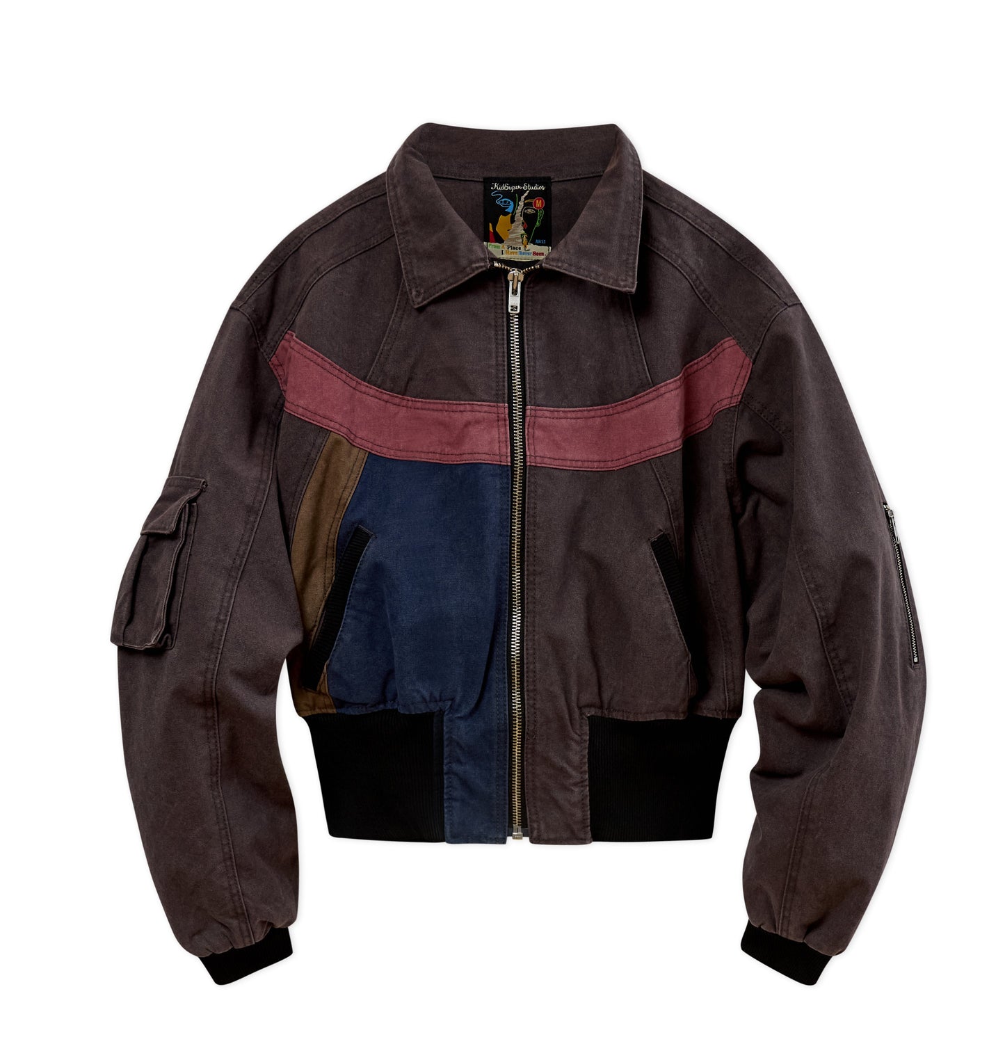 Cropped Canvas Bomber Jacket [Brown]