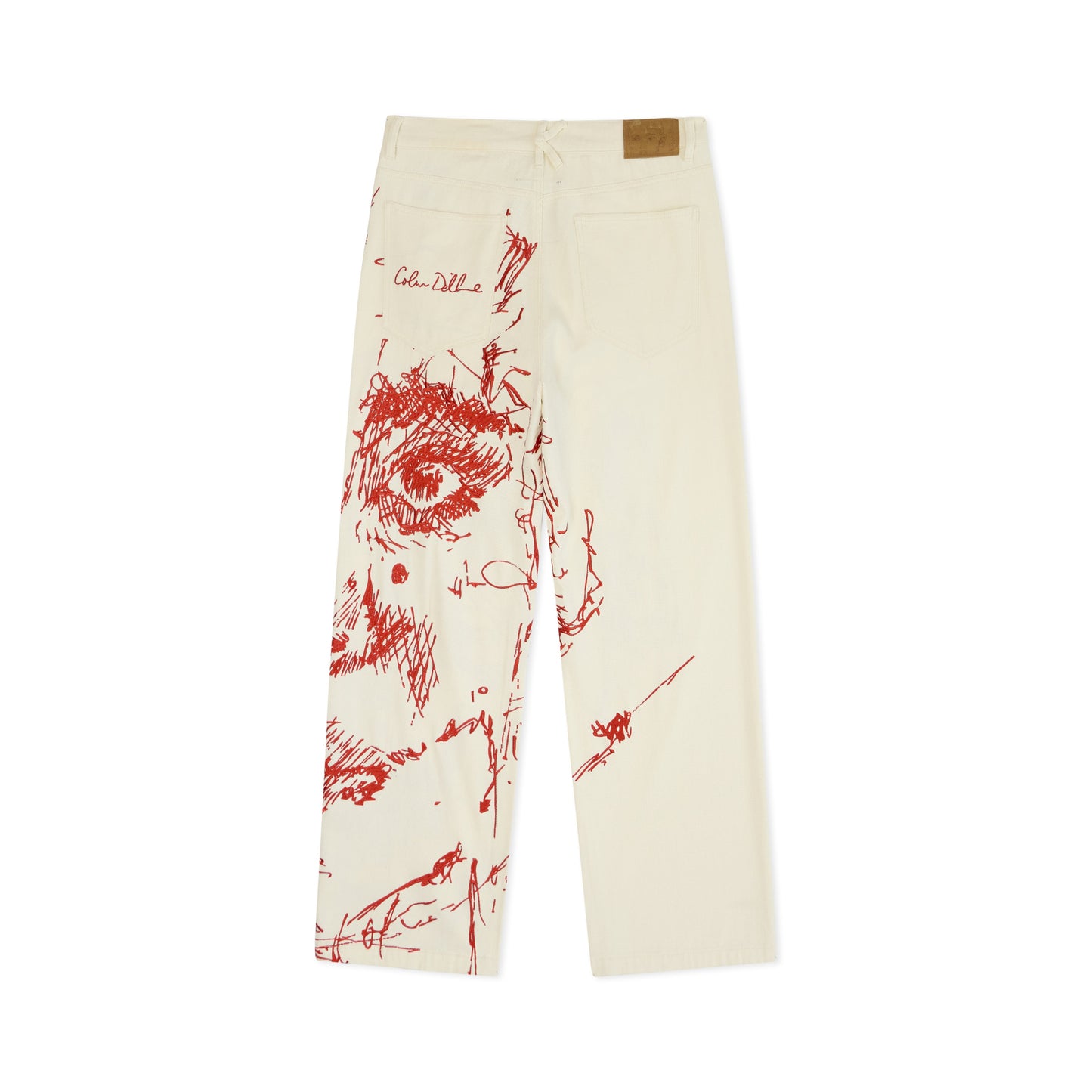 Embroidery Face Jeans [Red]