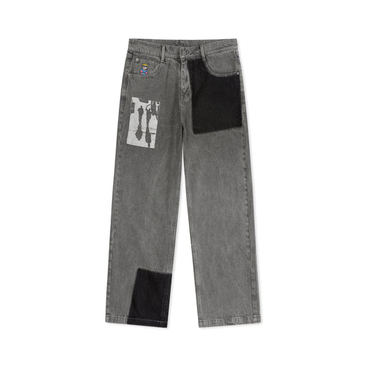 Sun Faded Denim Running Man Jeans [Gray]