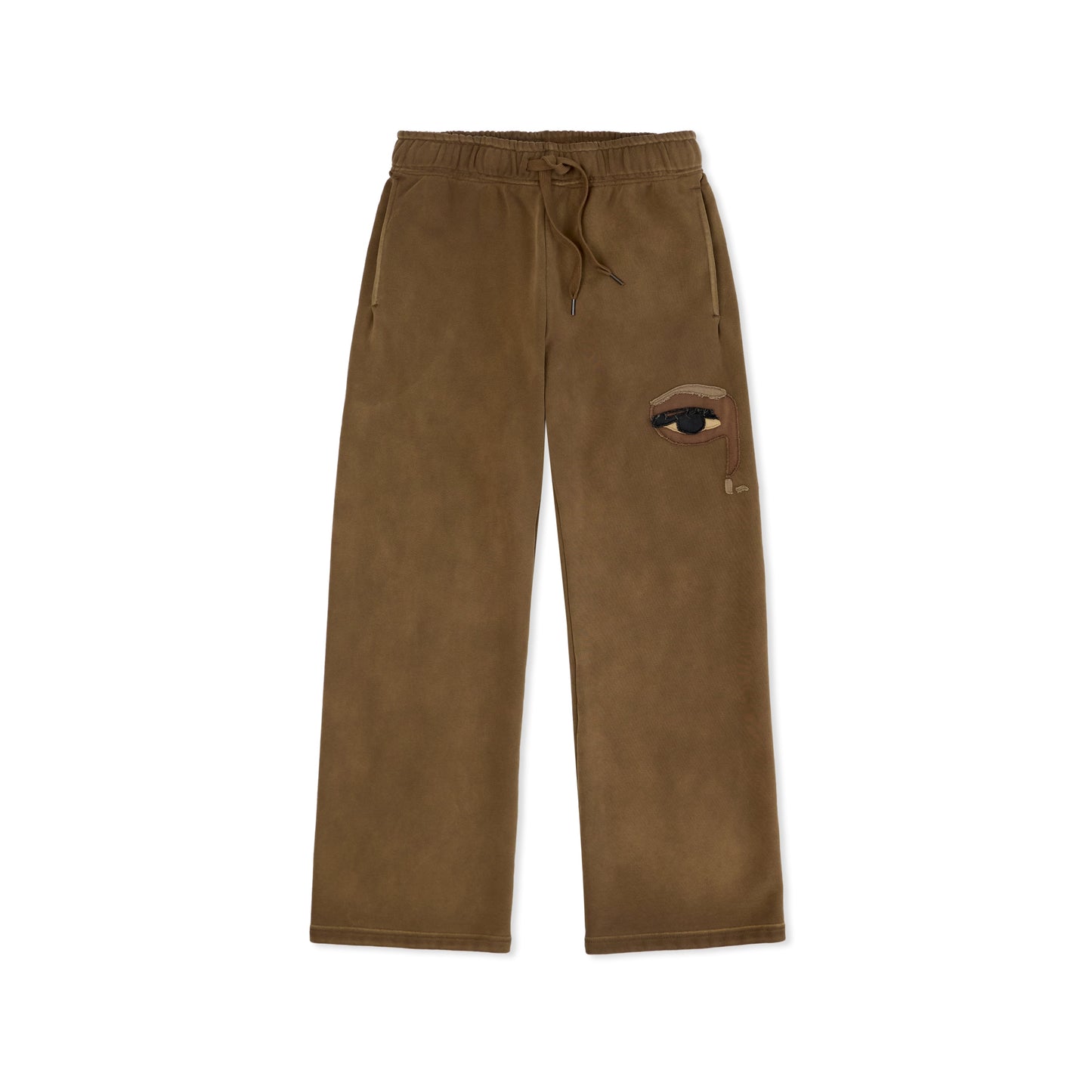 Patchwork Face Heavyweight Sweatpants [Brown]