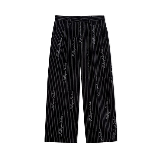 Embroidered KS Pinstripe Suit Bottom [Black]