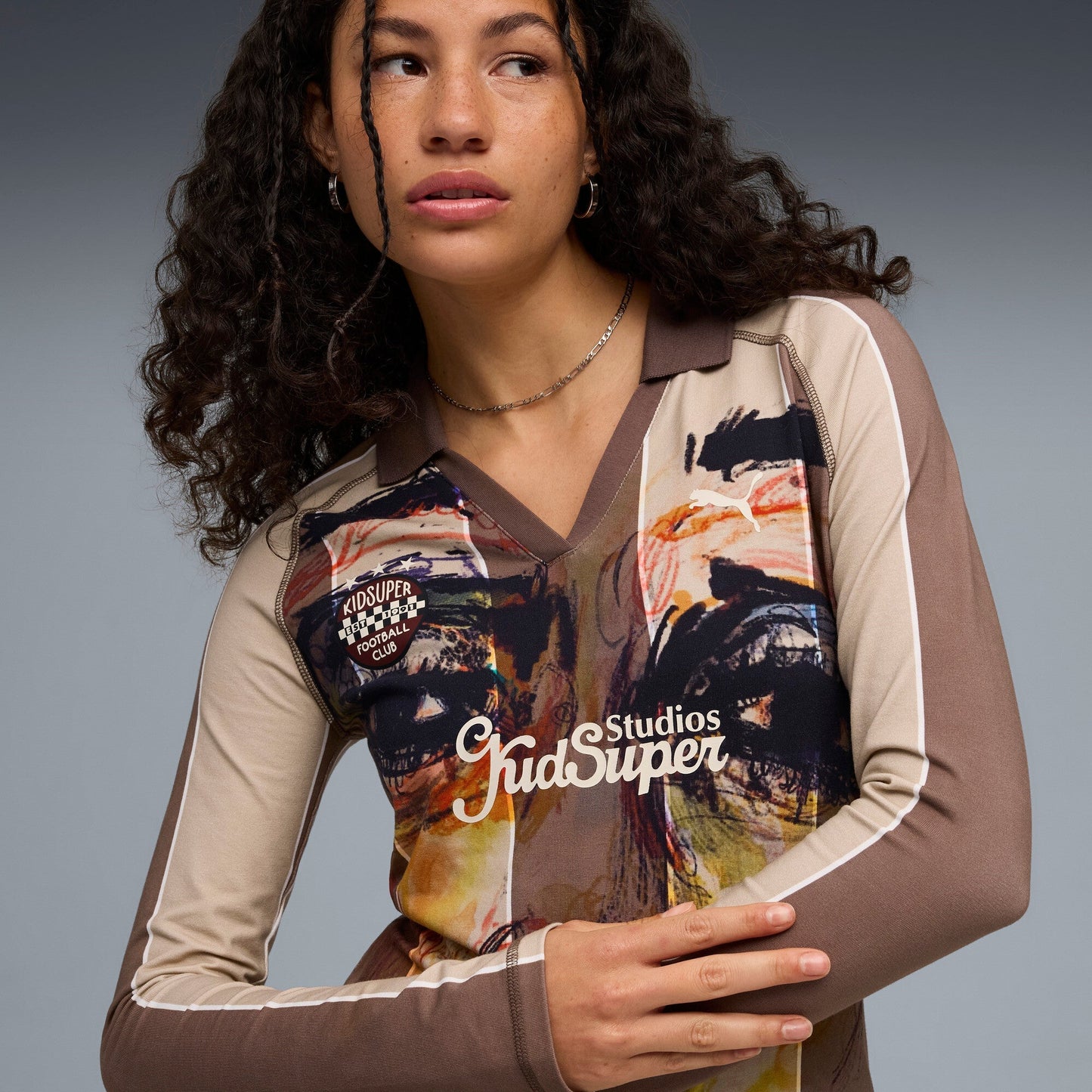 PUMA X KIDSUPER WMNS LS JERSEY [Flat Bronze/AOP]