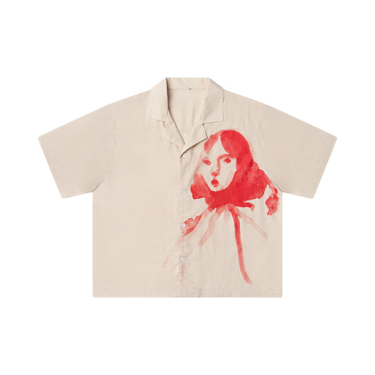 Painted Circus Girl Camp Shirt [Natural]
