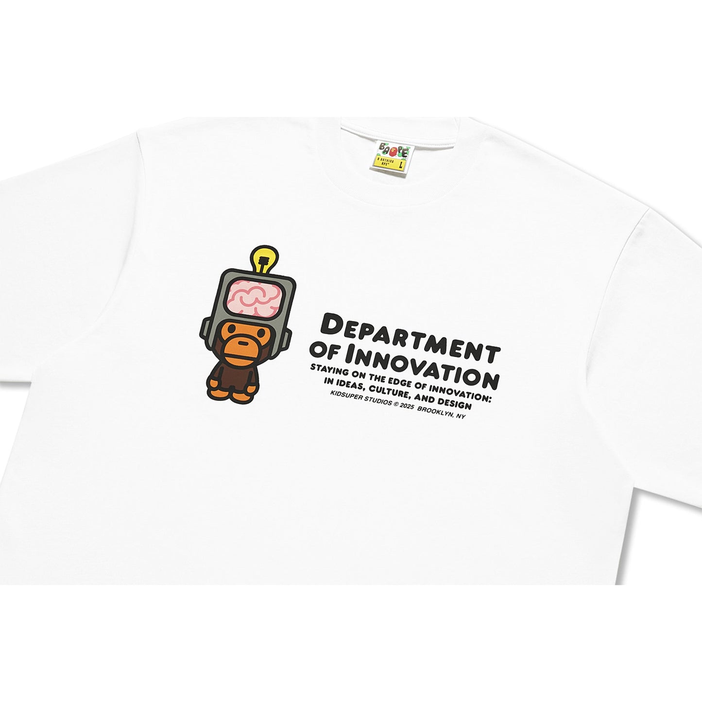 BAPE X KIDSUPER MILO DEPT. OF INNOVATION TEE [WHITE]