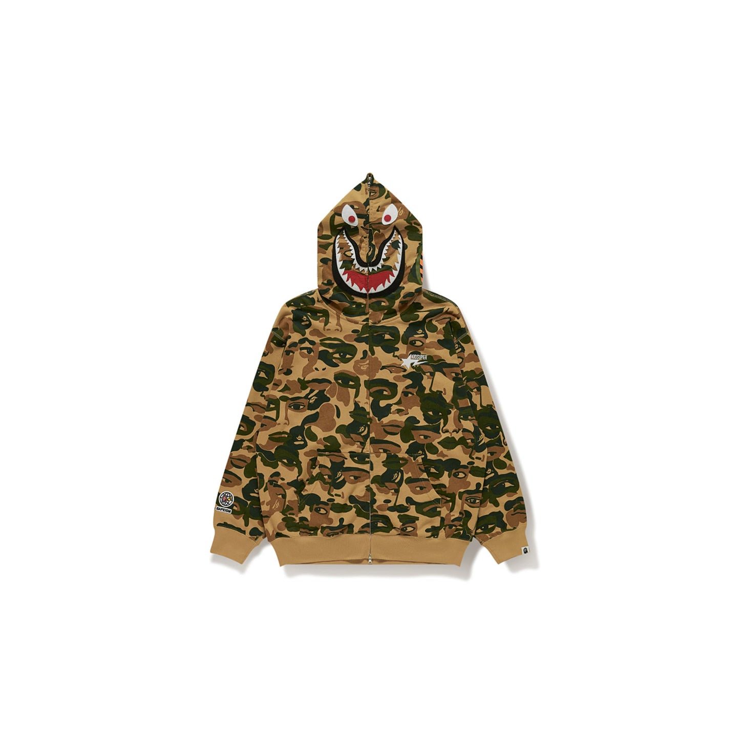 BAPE X KIDSUPER CAMO SHARK FULL ZIP HOODIE [GREEN]